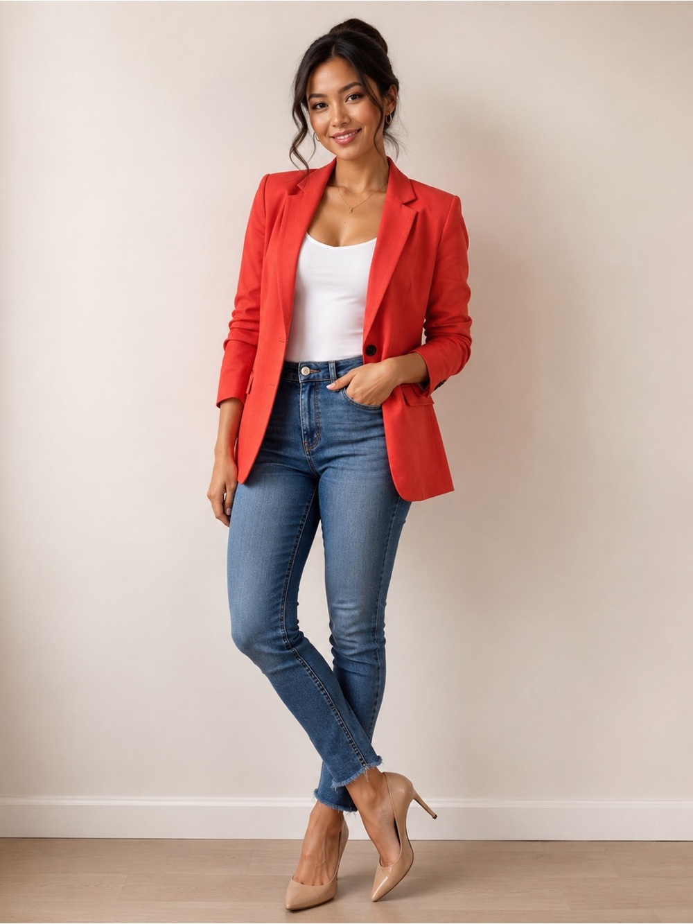 Ann Taylor womens red orange Blazer B3-1176